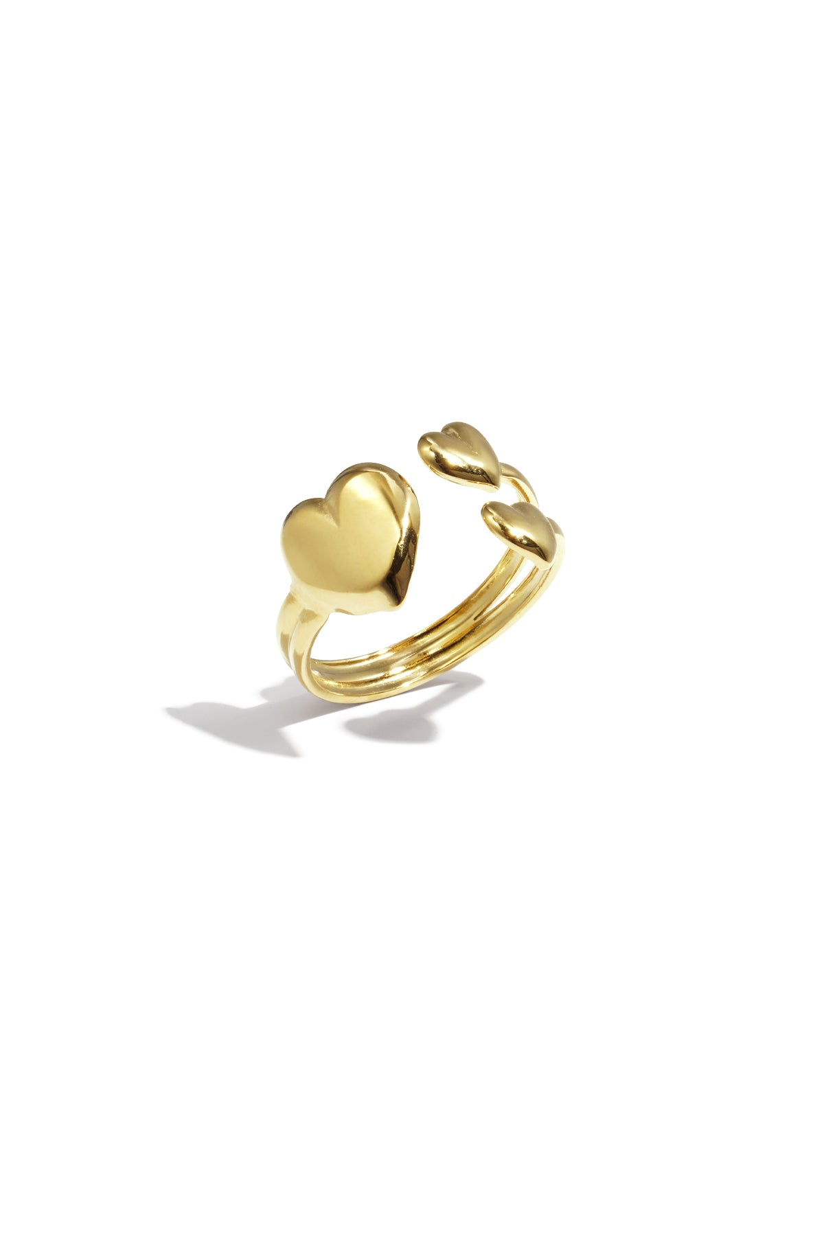 Triple the Love goudkleurige ring met drie hartjes
