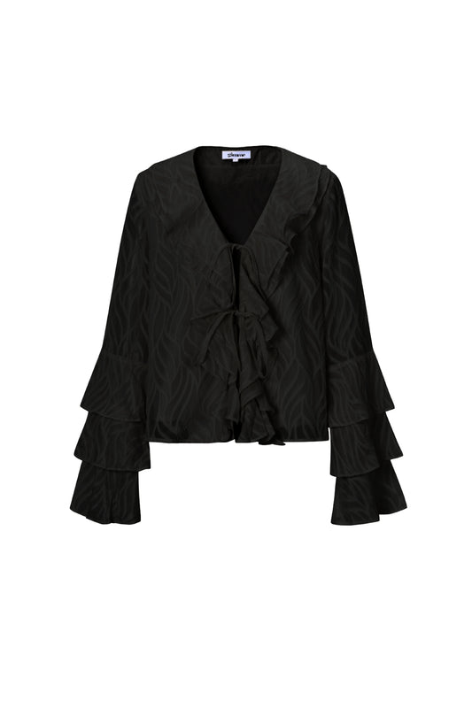 Woven Polyester Fiber Women's Long Sleeve Tops Elegant Botanical