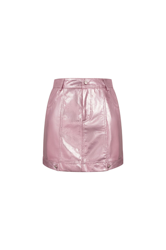 PU Mini Skirt Sexy Solid Color Spring/Summer