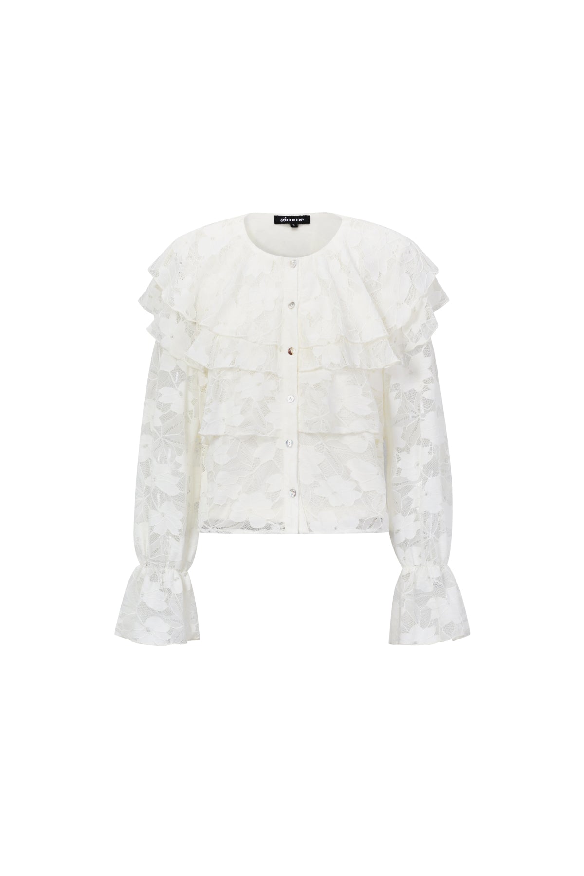 Woven Polyester Fiber Women's Blouse Elegant Floral Print Lace Panel