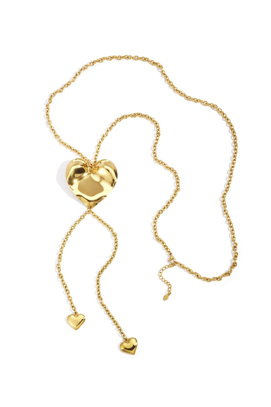 Lange RVS ketting met hart hanger
