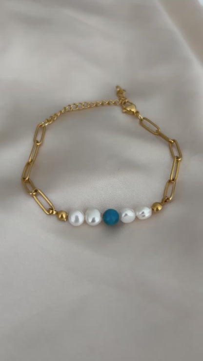 Apatiet & Zoetwaterparel Armband – Elegant Handgemaakt Dames Sieraad